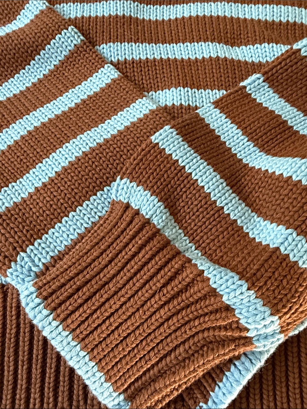 Tutto Knit Chocolate and Sky Stripe Sweater NWT - Picture 3 of 6